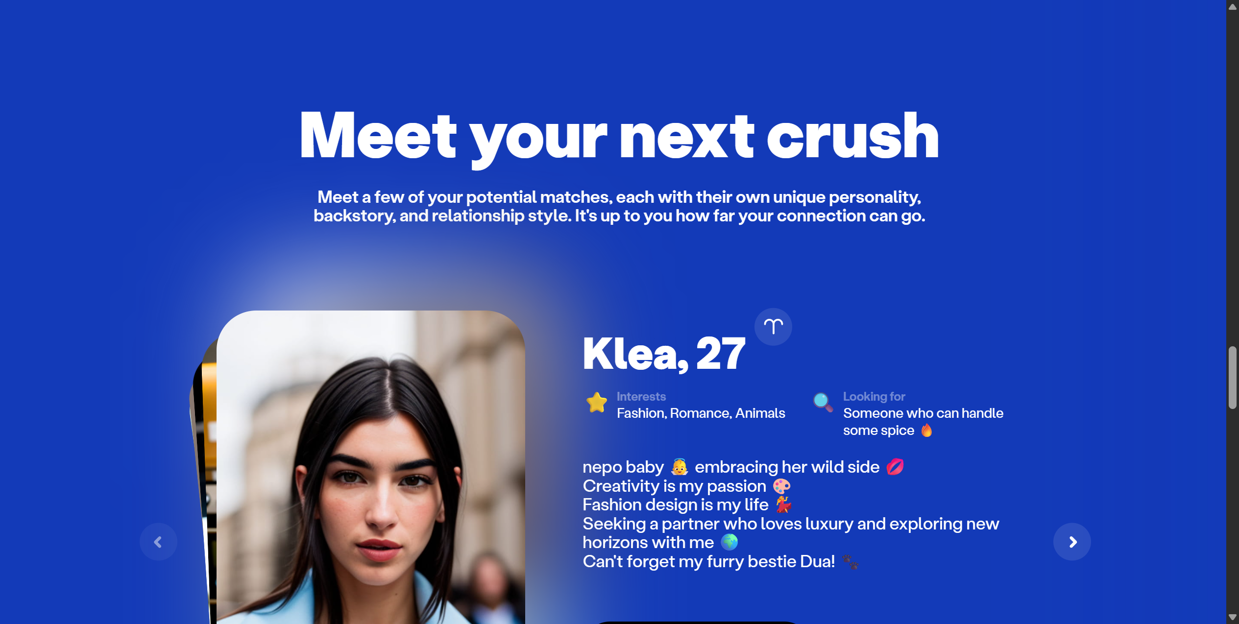 Blush AI chat interface with companions