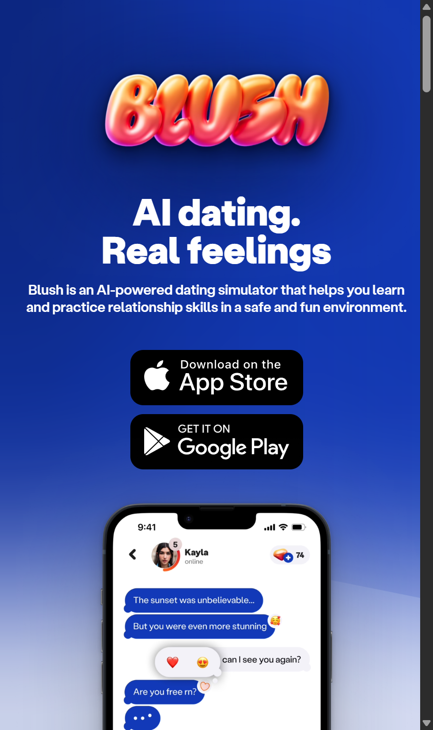 Blush AI on mobile
